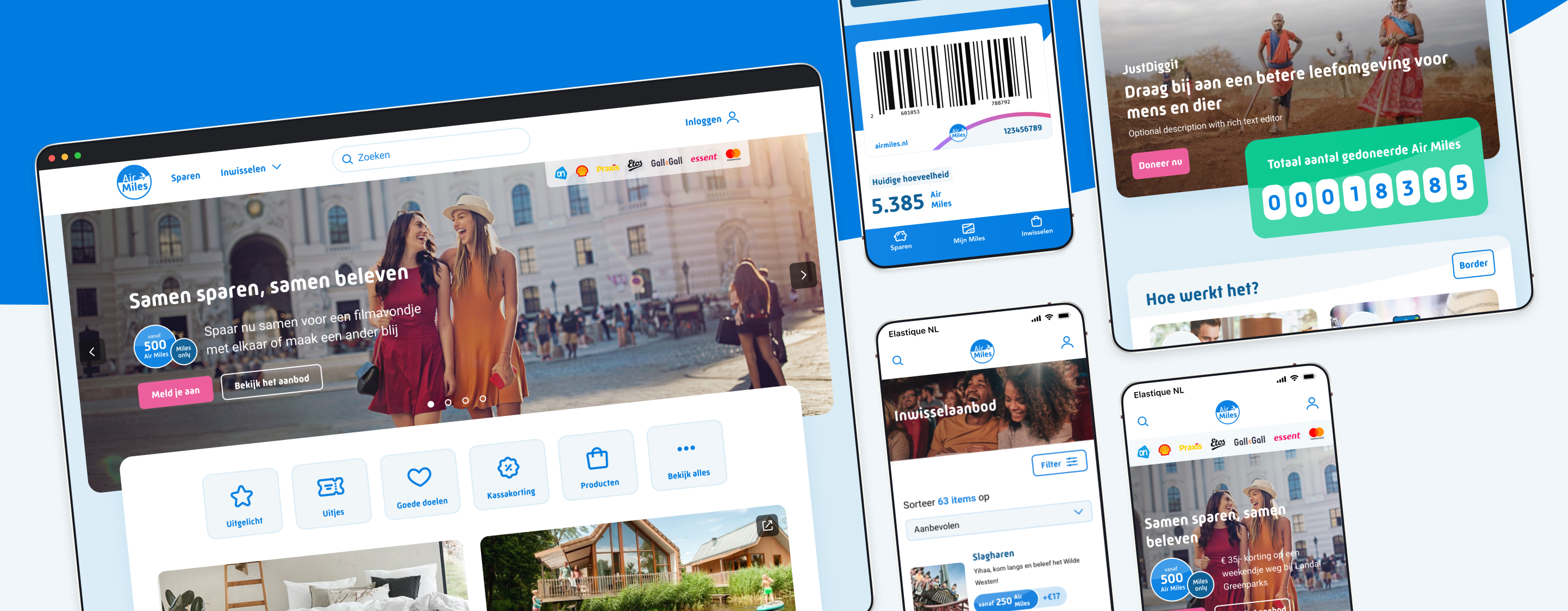 A collection of screens from Air Miles