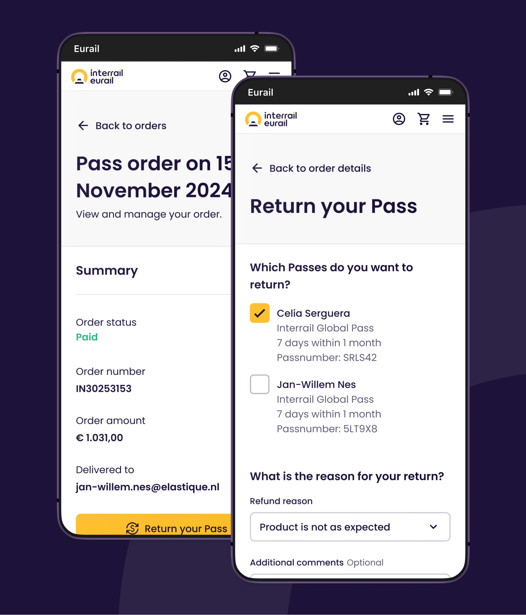 Refund screen